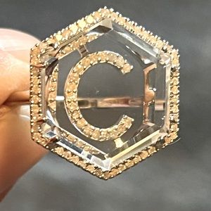 Colleen Lopez Diamond Initial and Quartz Sterling Silver Ring